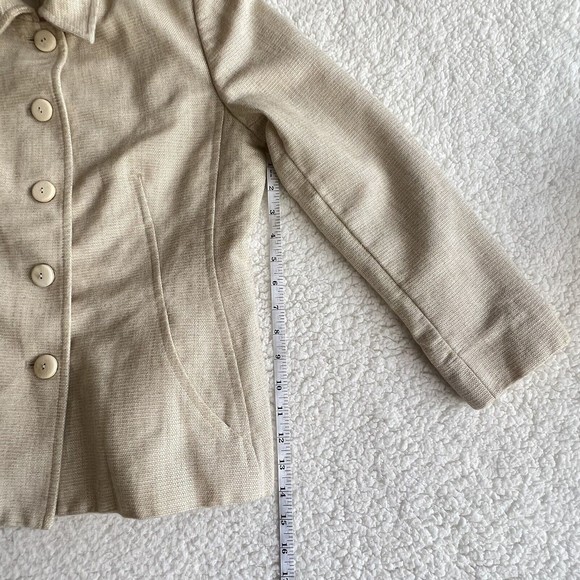 Dana Buchman Vintage Women's Blazer Size 12P Beige/Tan Lined Wool Blend - Picture 5 of 8